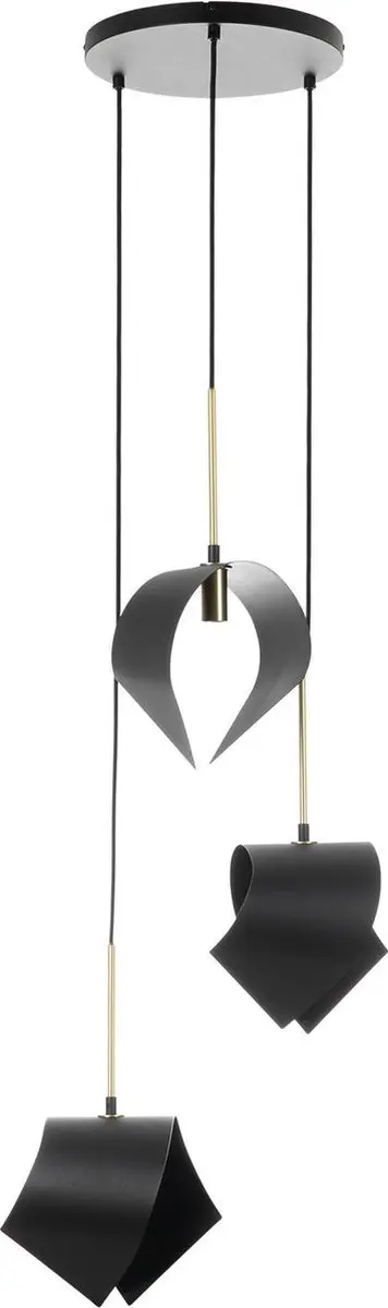 Lucande Hanglamp 3-Lichts Staal E14 - Zandzwart