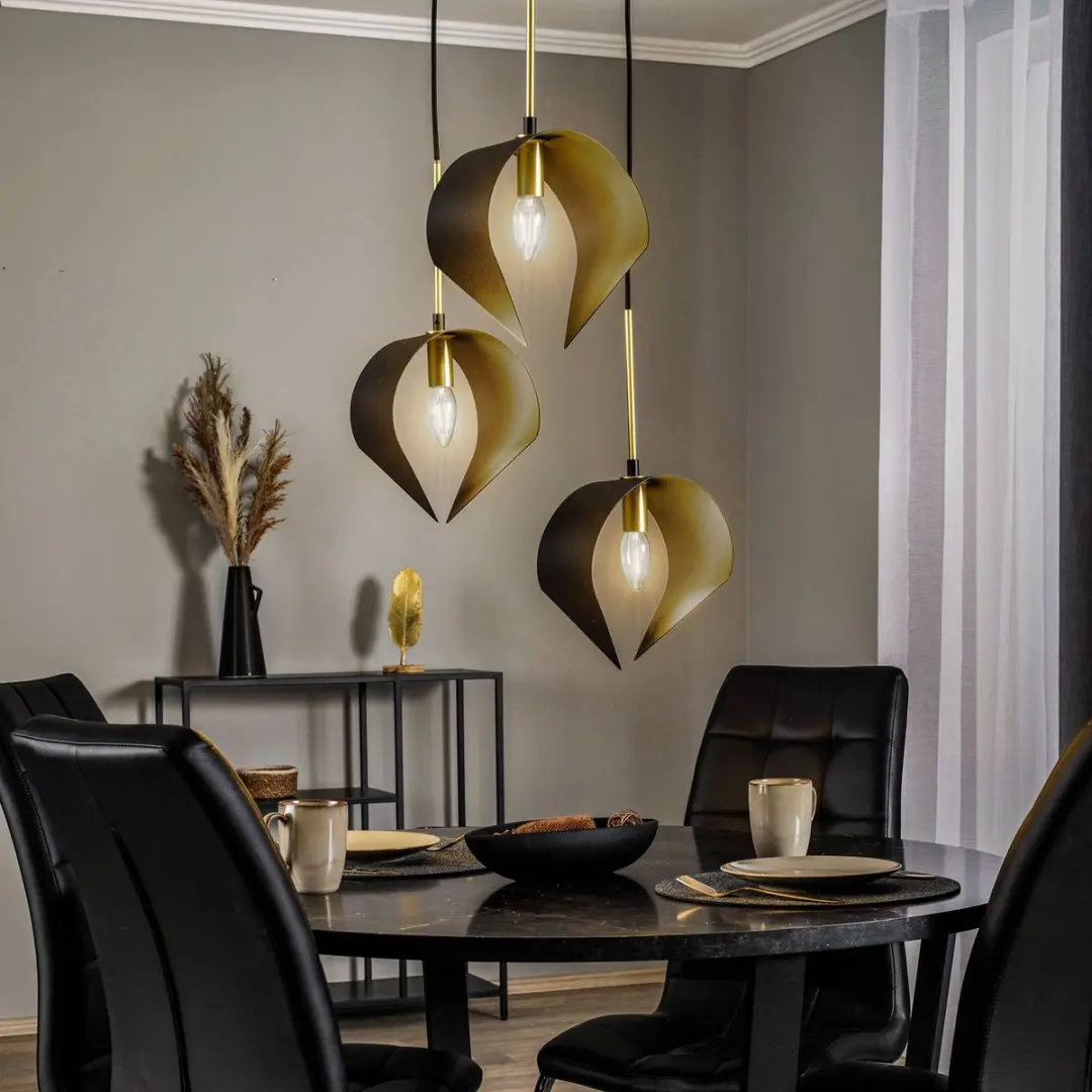 Lucande Hanglamp 3-Lichts Staal E14 - Zandzwart