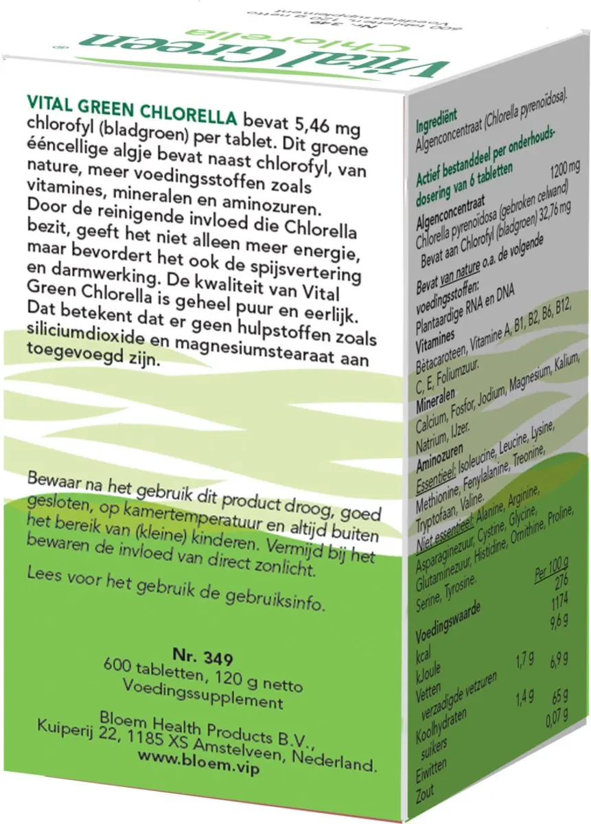 Bloem Vital Green Chlorella 600mg - 600 Tabletten