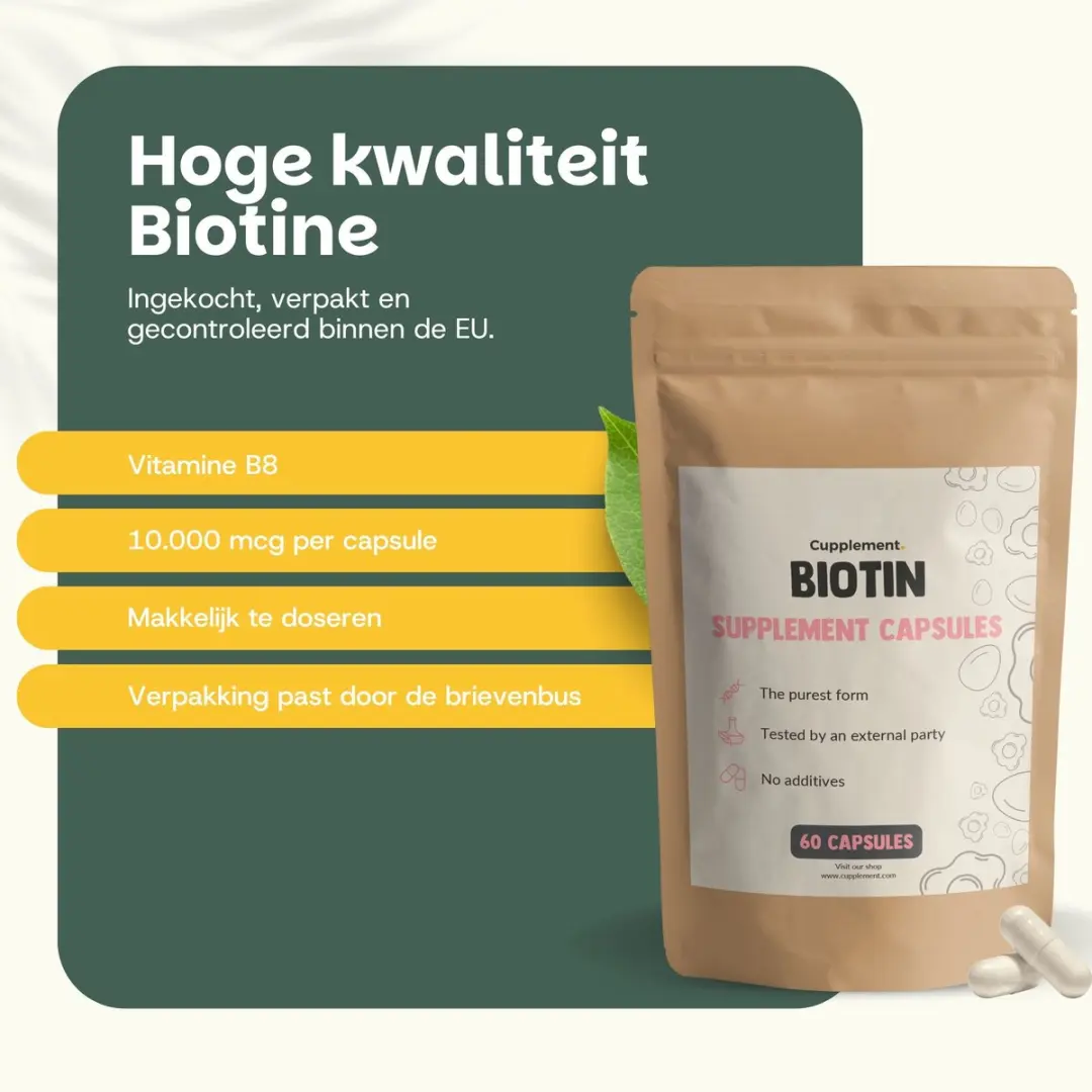 Cupplement Biotine 10.000 mcg 60 Capsules - Haargroei & Nagels - Vegan