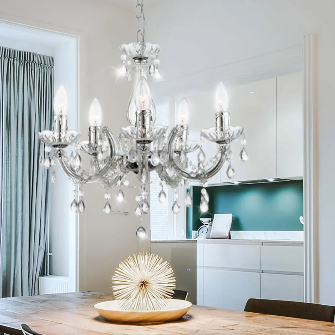 Globo Kroonluchter 5-arm Zilver - 5x E14 44x128cm