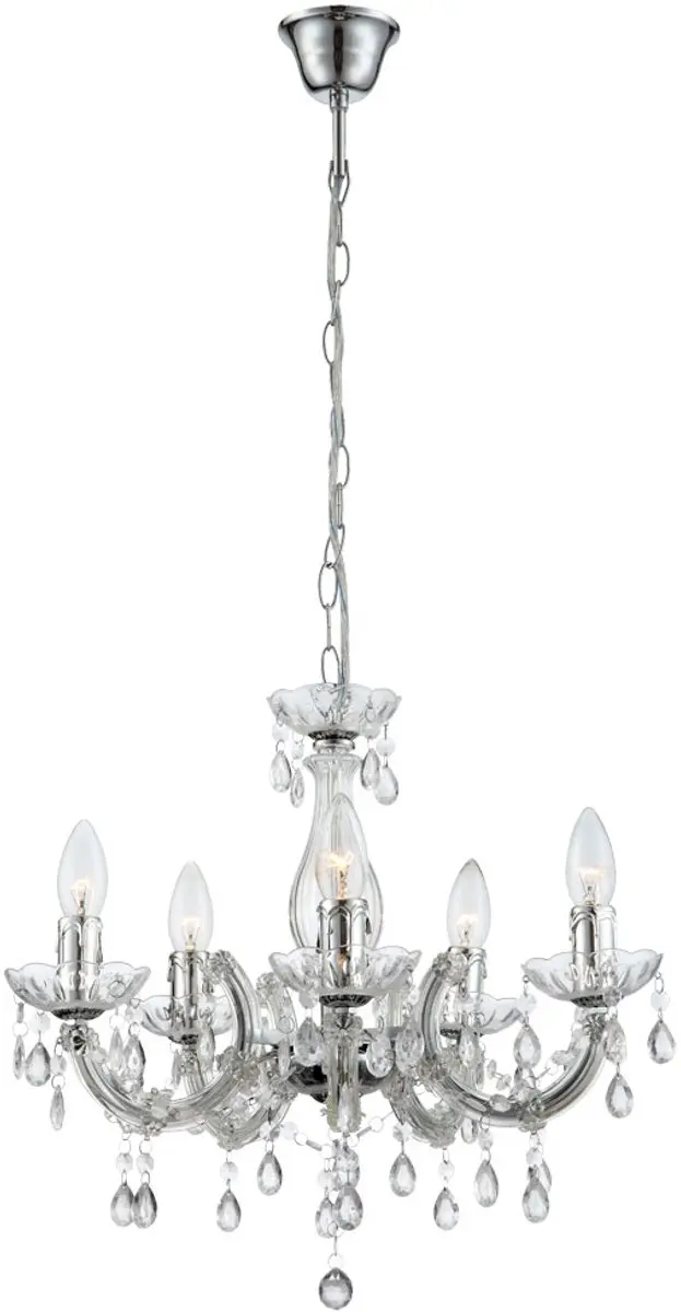 Globo Kroonluchter 5-arm Zilver - 5x E14 44x128cm