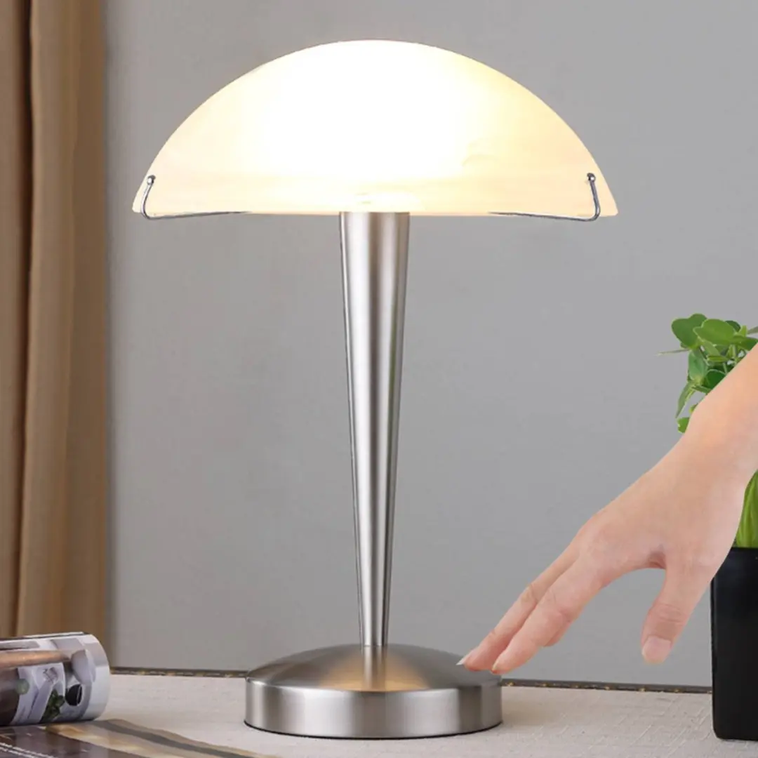 Lindby Tafellamp 1 Licht 40W - Wit Albast/Gesatineerd Nikkel