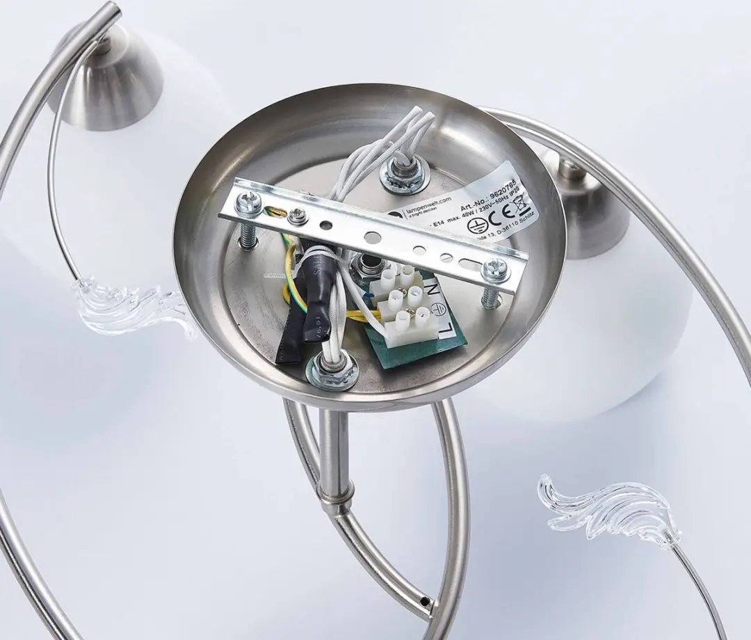 Lindby Plafondlamp 4 Lichtpunten E14 - 25,5cm - Wit/Mat Nikkel