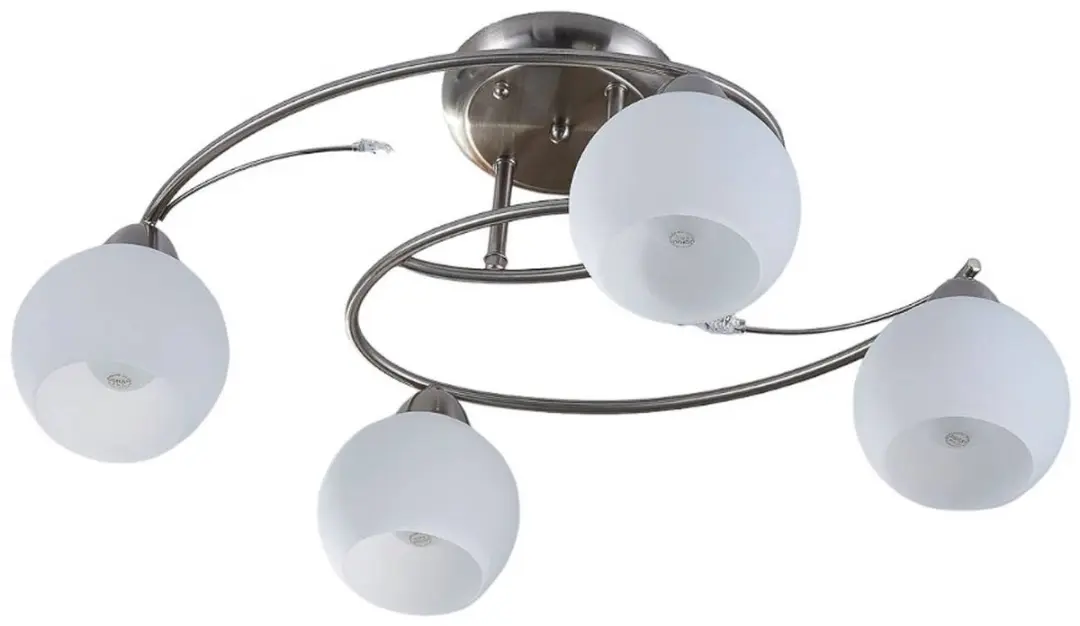 Lindby Plafondlamp 4 Lichtpunten E14 - 25,5cm - Wit/Mat Nikkel