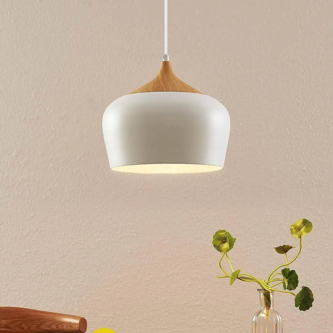 Lindby Hanglamp Metaal Hout 1 Lichtpunt E27