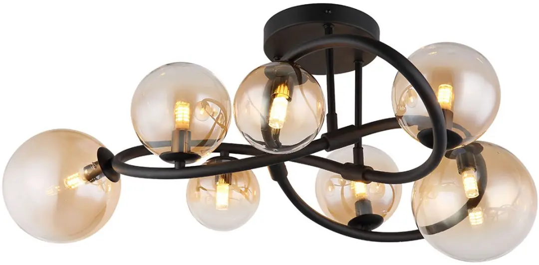 Globo Tuberius Plafondlamp Ø62cm - 7x G9 - Messingzwart