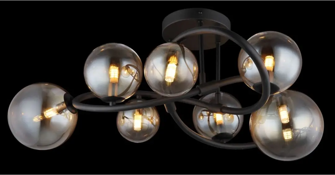 Globo Tuberius Plafondlamp Ø62cm - 7x G9 - Messingzwart