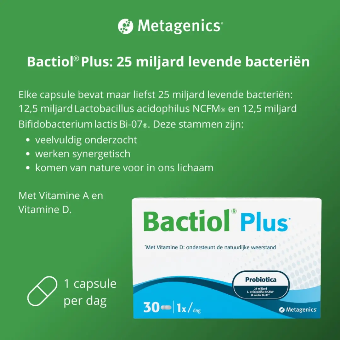 Metagenics Bactiol Plus Capsules 30 Stuks - 25 miljard bacteriën