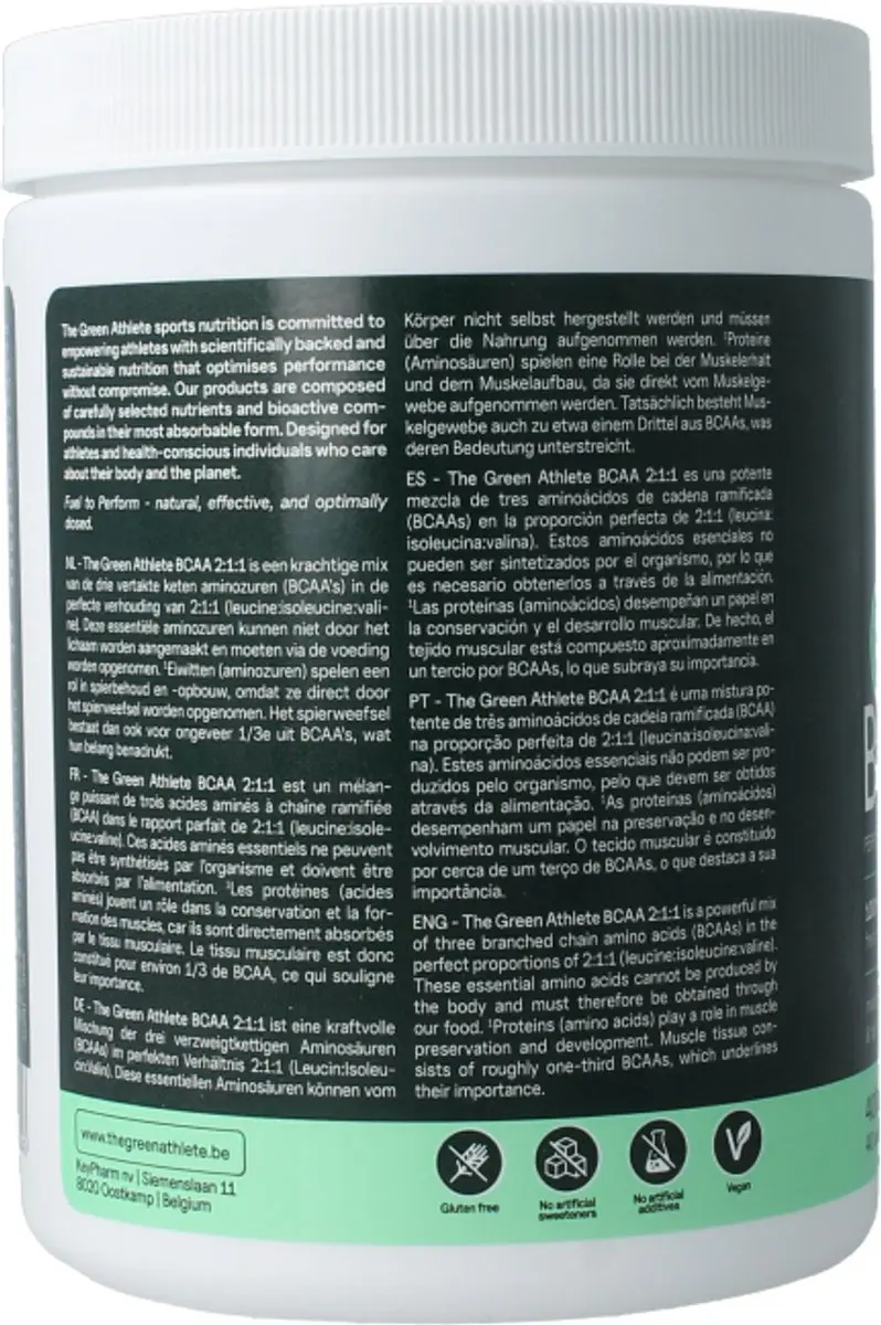 The Green Athlete BCAA 400g - afbeelding 6 van 6