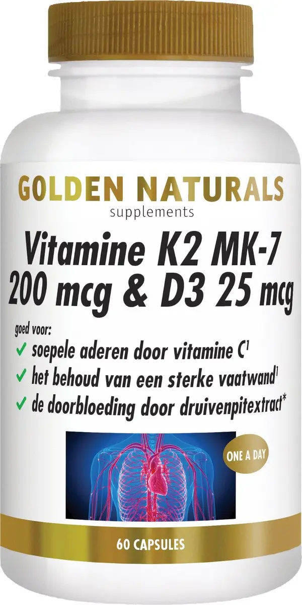 Golden Naturals Vitamine K2 MK-7 & D3 200mcg/25mcg