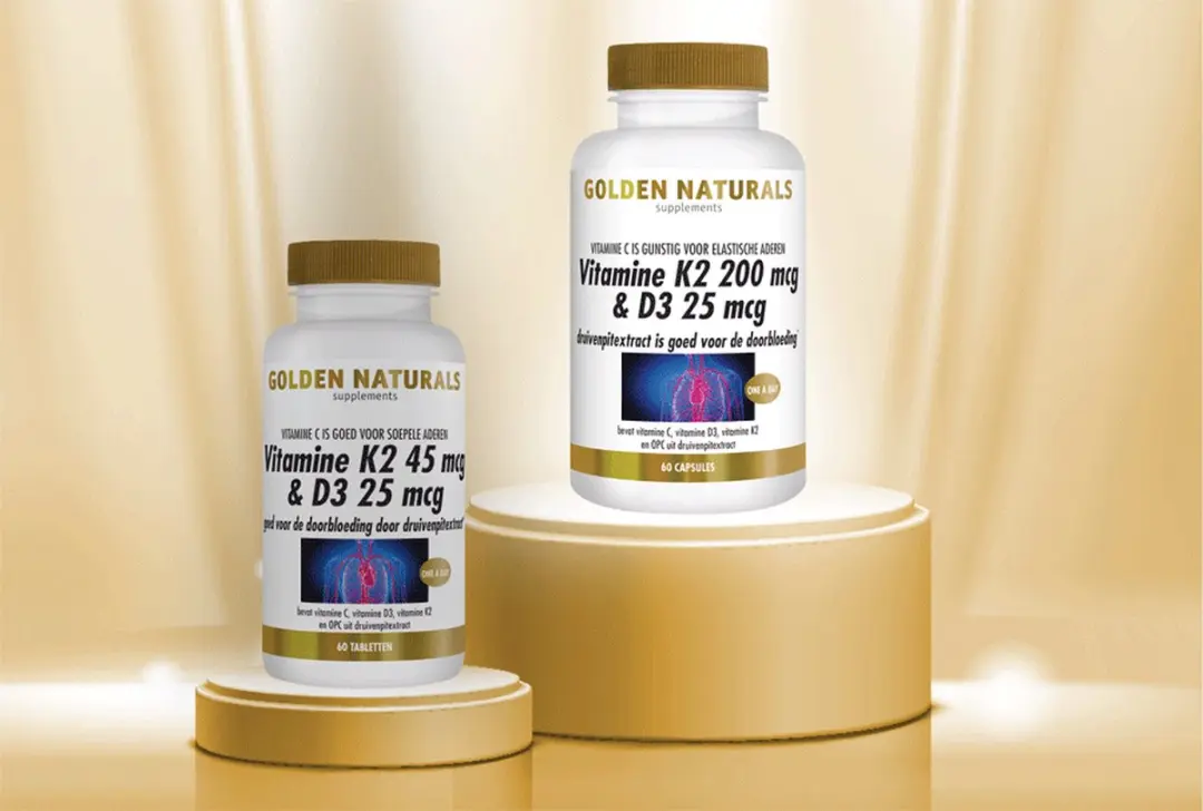Golden Naturals Vitamine K2 MK-7 & D3 200mcg/25mcg - 60 Capsules