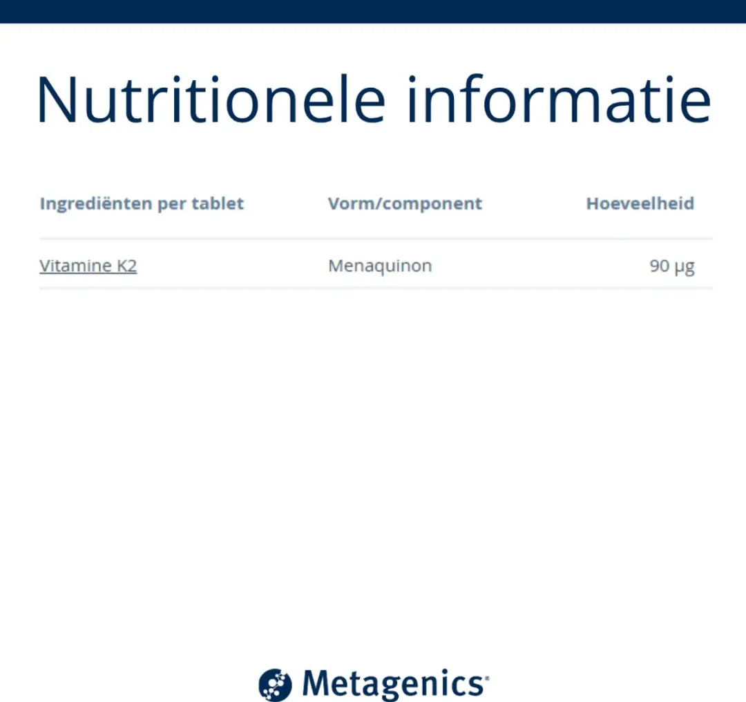 Metagenics Vitamine K2 56 tabletten