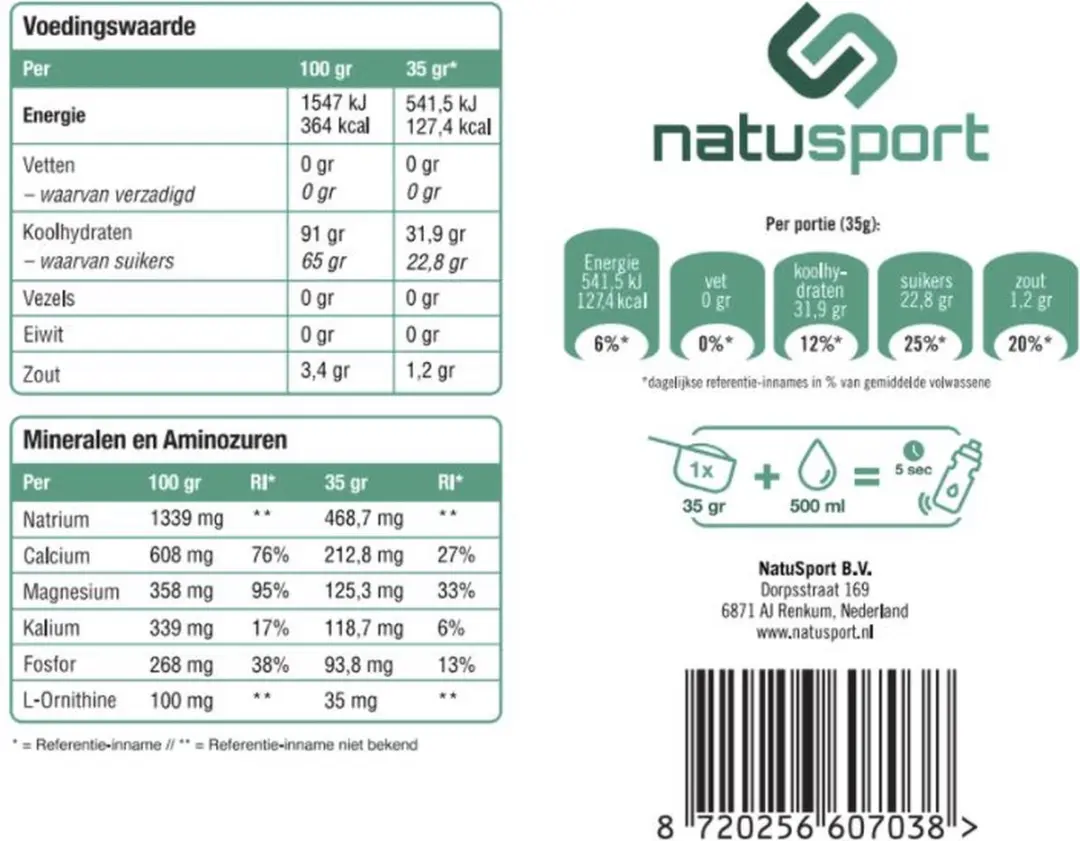 Natusport Isotone Sportdrank Emmer 5kg - Rood Fruit