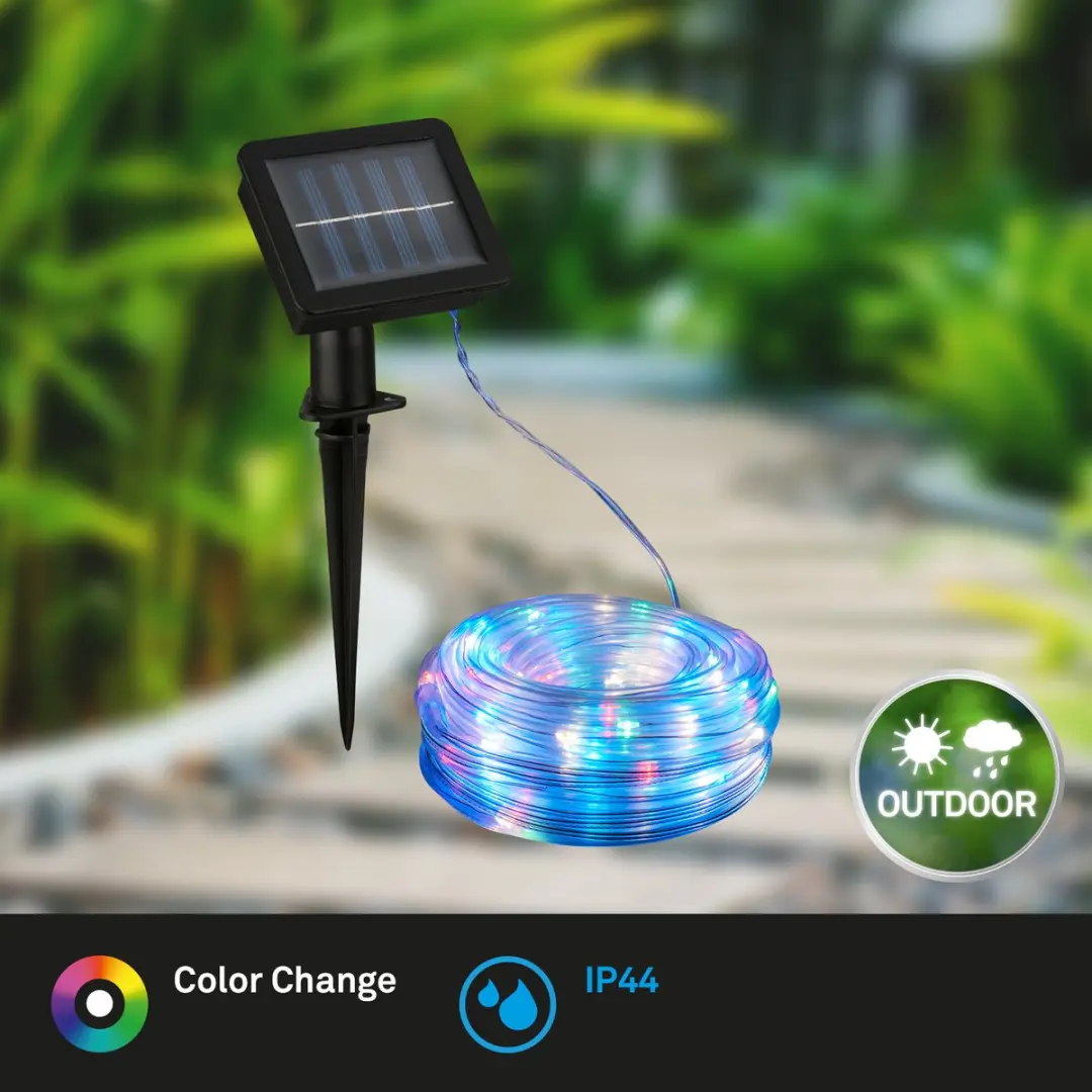 Briloner Solar LED-lint 10m - 100x RGB IP44