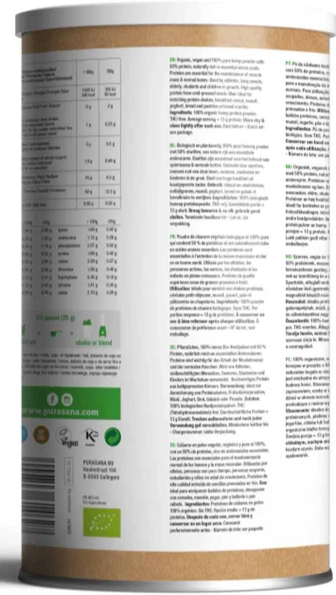 Purasana Single Protein Hennep 400g - Vegan Bio