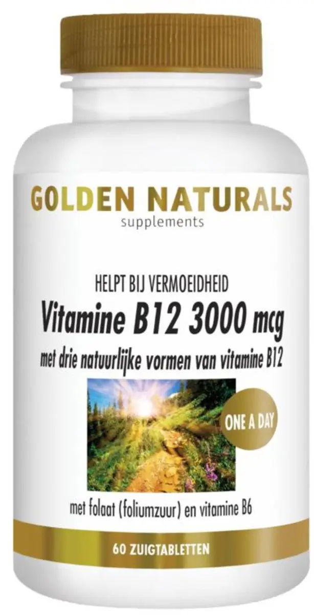 Golden Naturals Vitamine B12 3000 mcg - 60 Veganistische Zuigtabletten