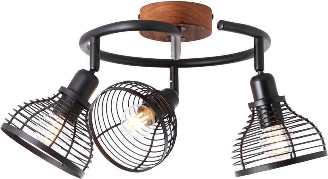 Brilliant Avia Plafondspot E14 - 3x40W - Zwart/Hout