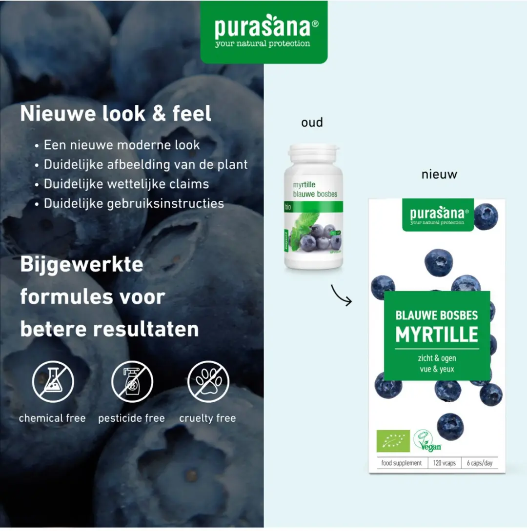 Purasana Blauwe Bosbes Bio Poeder - 120 Capsules