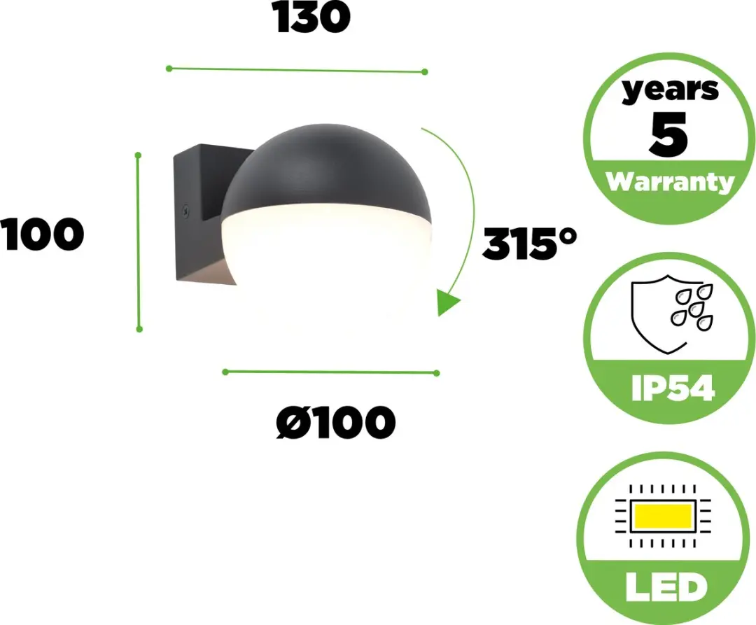 Lutec Looma LED Wandlamp Buiten 800Lm 3000K - Antraciet