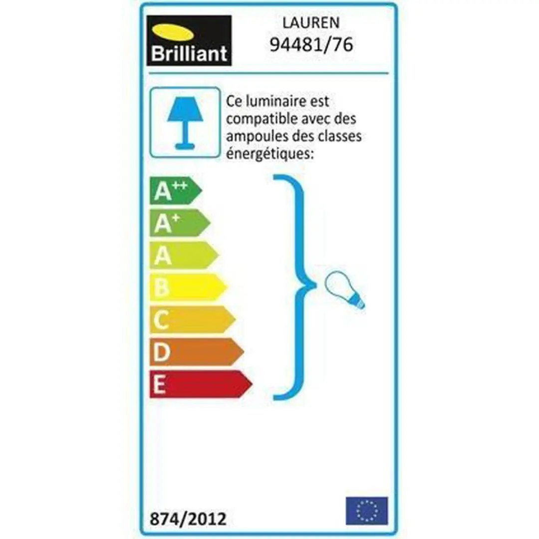 Brilliant Lauren Plafonnière 25,5cm - Grijs/Zwart