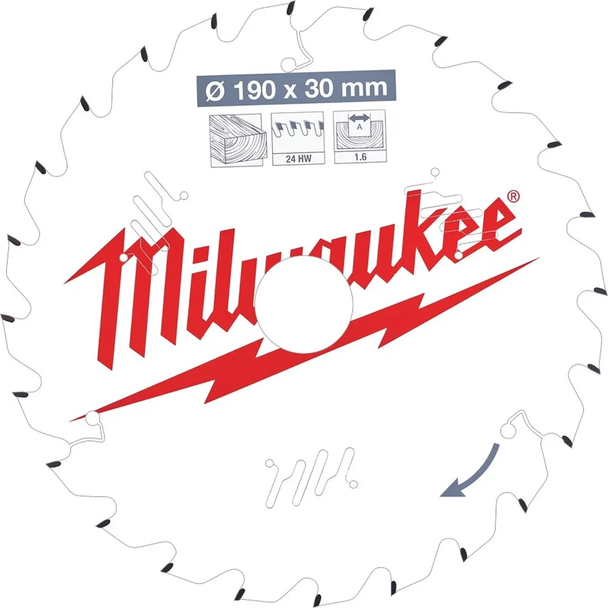 Milwaukee Cirkelzaagblad Hout 190mm 24T