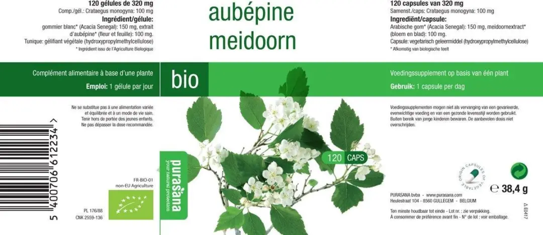 Purasana Bio Meidoorn 355mg - 120 Vcaps