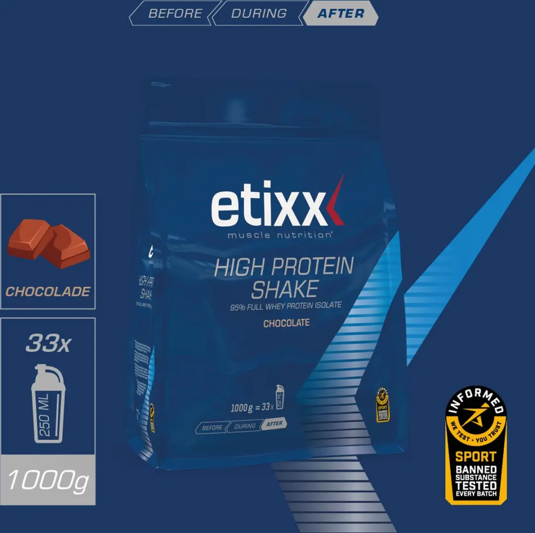 Etixx High Protein Eiwitshake 1000g - Chocolade - 95% Weiproteïne-isolaat