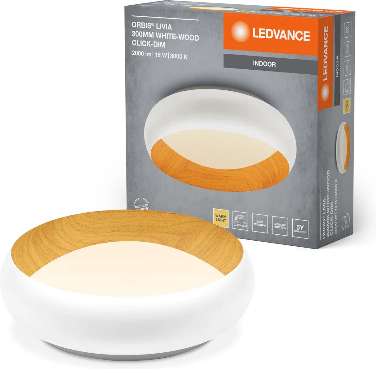 LEDVANCE Orbis Livia Plafondlamp 16W 750lm 3000K