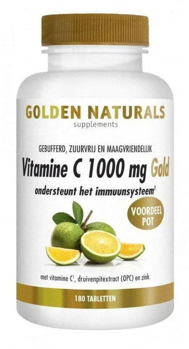 Golden Naturals Vitamine C 1000mg Gold 180 Veganistische Tabletten