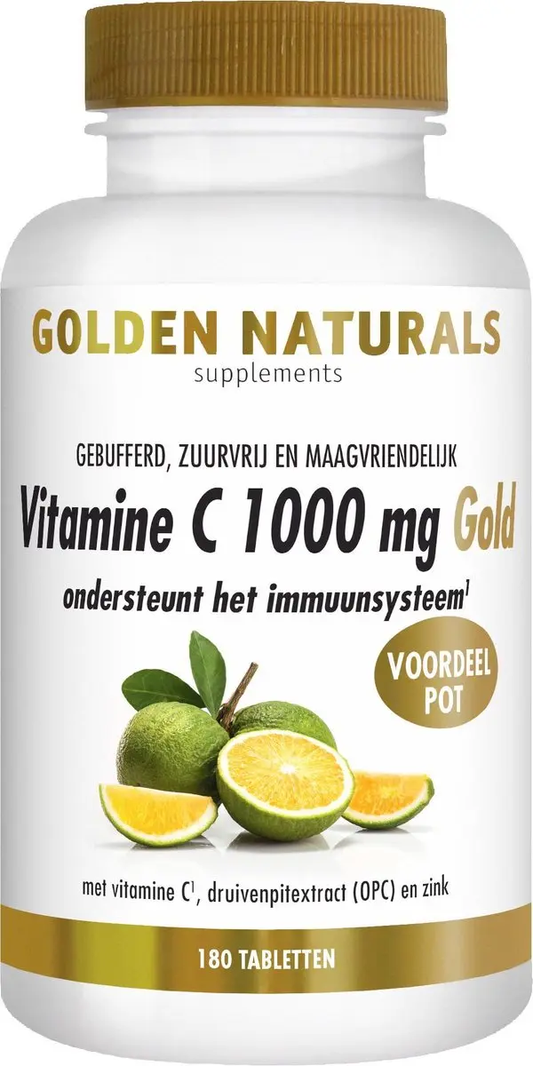 Golden Naturals Vitamine C 1000mg Gold 180 Veganistische Tabletten