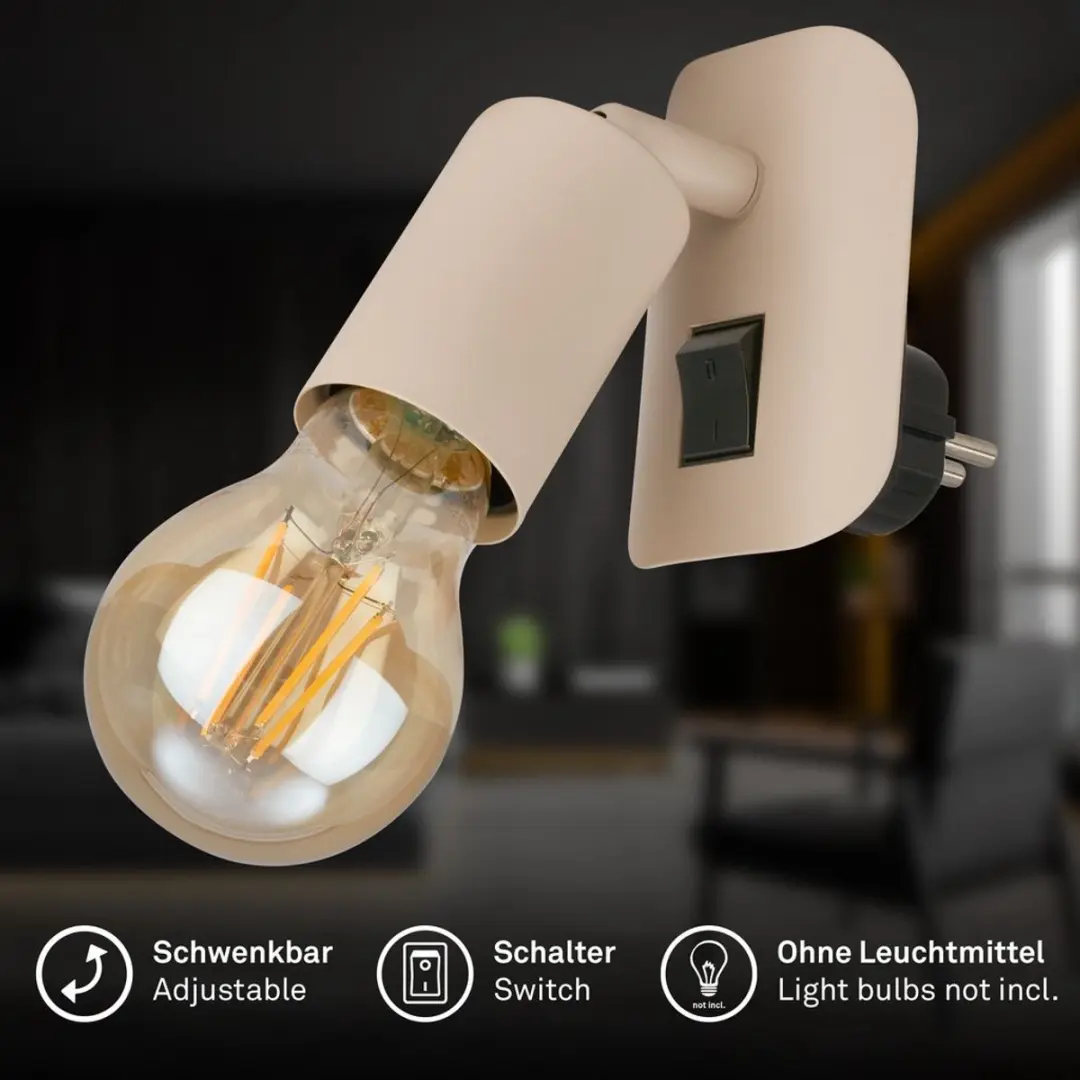 Briloner Batita Stekkerlamp E27 25W - Beige