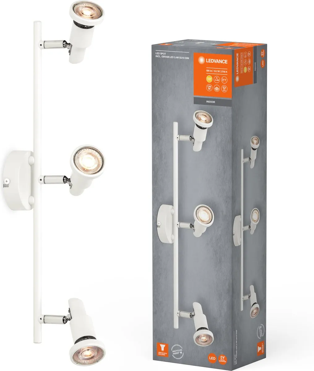 LEDVANCE LED Spot GU10 3x3,4W 690lm Wit - 2700K