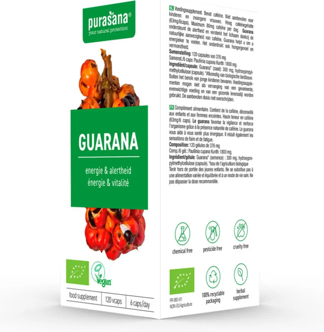 Purasana Bio Guarana Capsules 120 Stuks