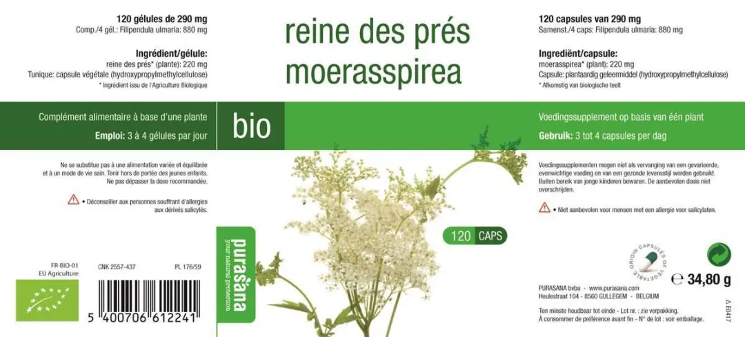 Purasana Bio Moerasspirea 275mg - 120 Capsules