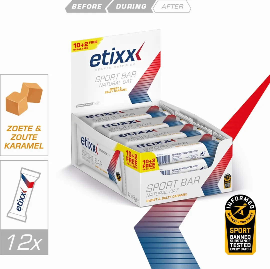 Etixx Natural Oat Sport Reep - 12x55g - Sweet & Salty Caramel