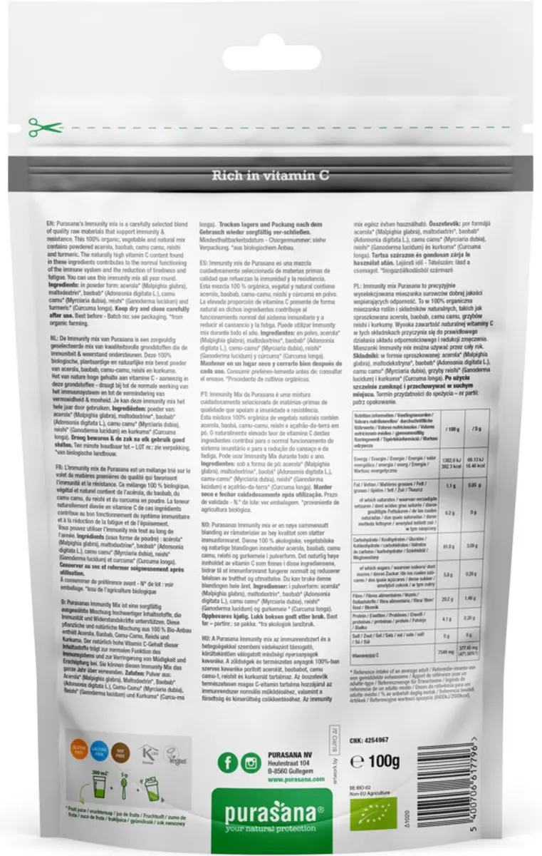 Purasana Immunity Raw Powder Mix BIO 100g