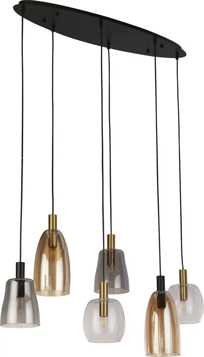 Searchlight Divine Pendel Hanglamp Metaal - 1 Lichtpunt - Zwart