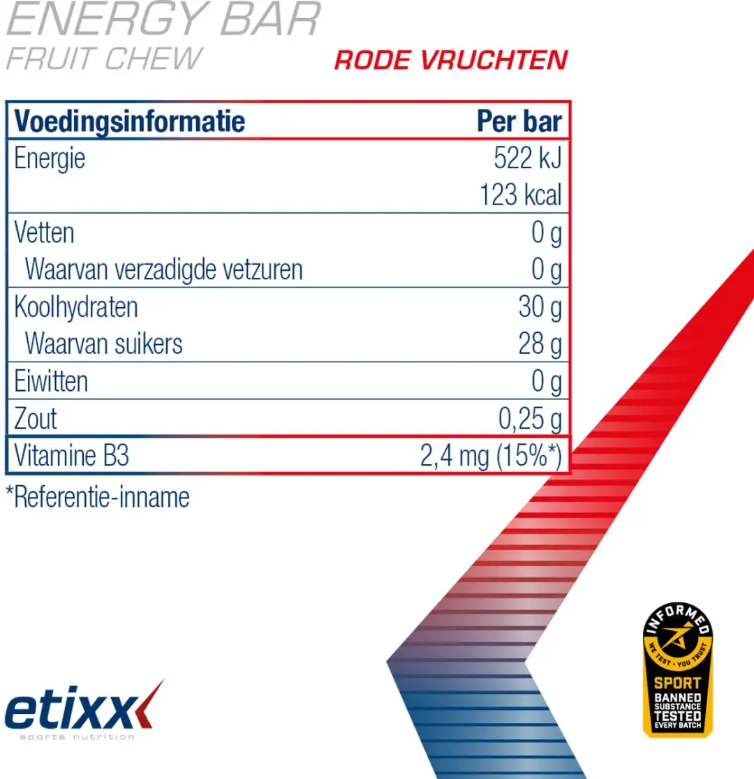 Etixx Energy Bar Rode Vruchten 12x38g - afbeelding 6 van 6