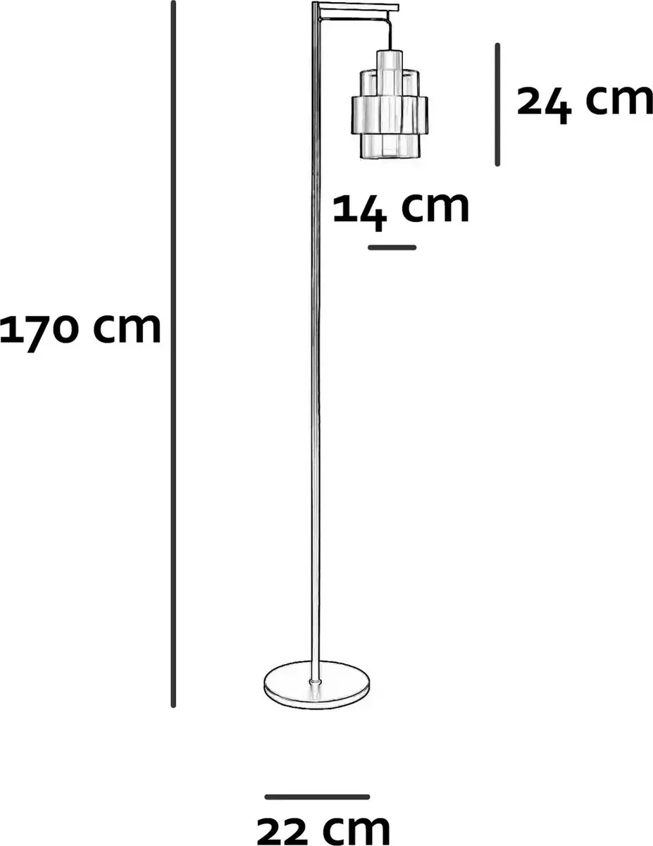 Freelight Chiasso Vloerlamp 170cm - Zwart/Goud