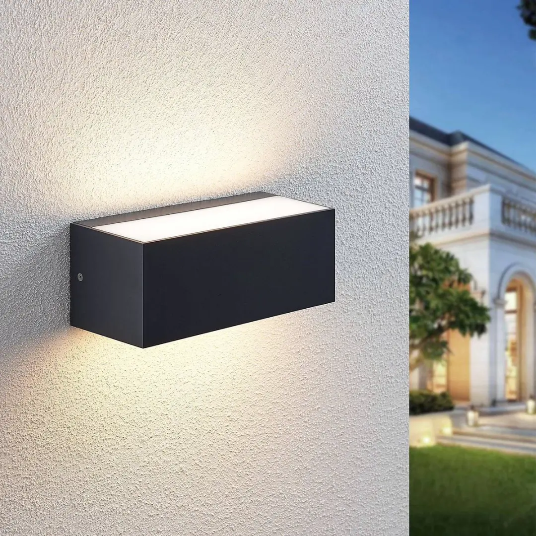 Lindby LED Wandlamp Buiten 10.8W - Donkergrijs/Wit