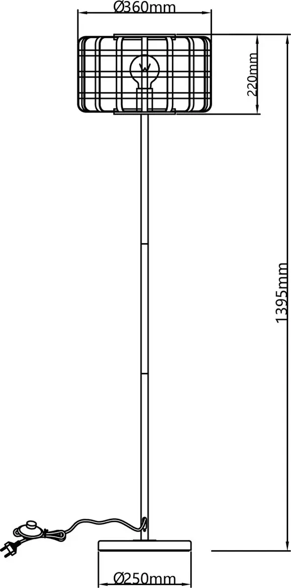 Brilliant Woodline Vloerlamp E27 - Zwart