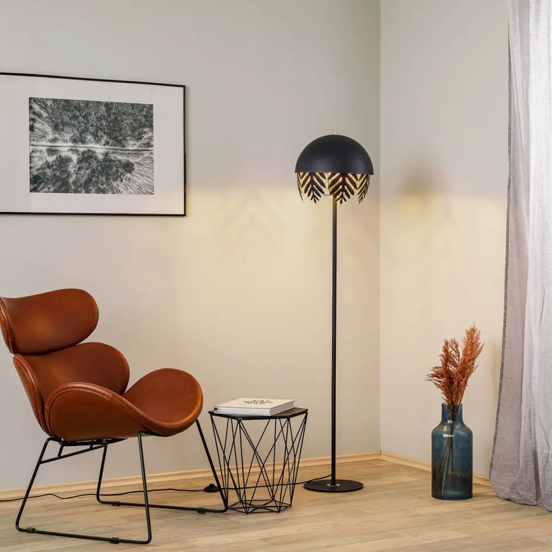 Lucande Vloerlamp 1 Licht 160cm - Zwart/Goud