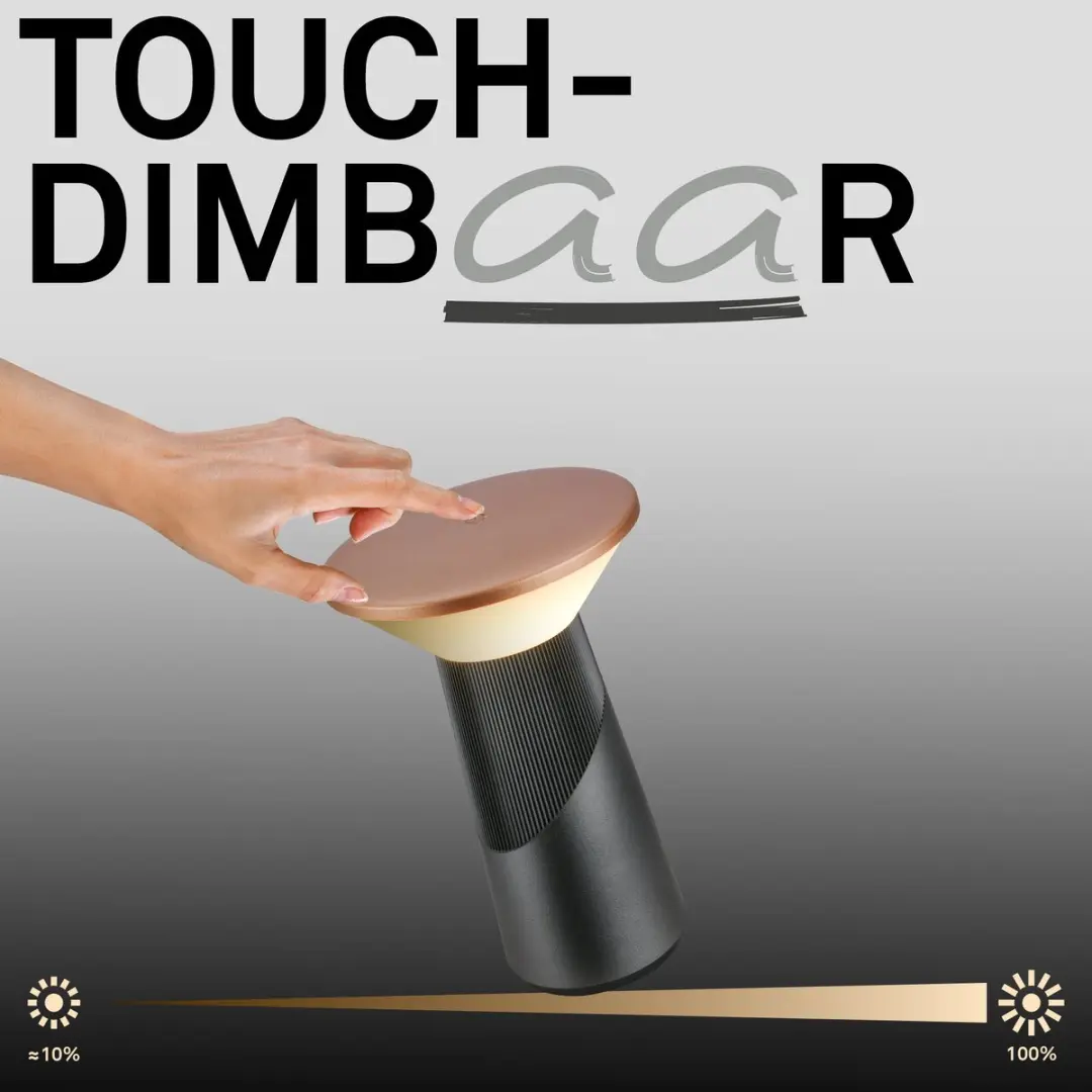 Briloner Pilia Oplaadbare Tafellamp - Ø15cm - Antraciet & Grijs