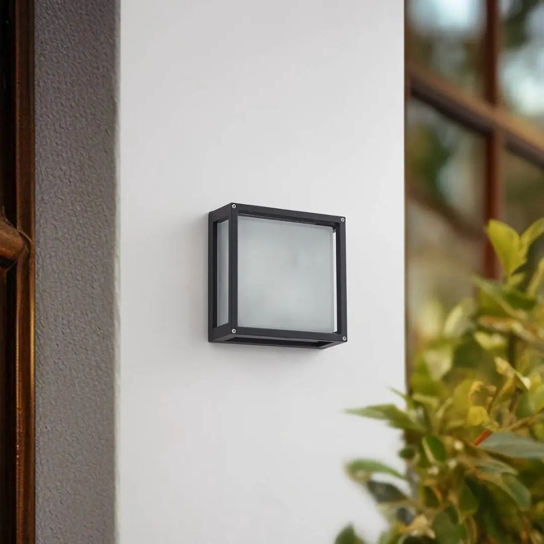 Lucande Wandlamp Buiten 2-Lichts Aluminium Glas 25cm - Antraciet Melkglas