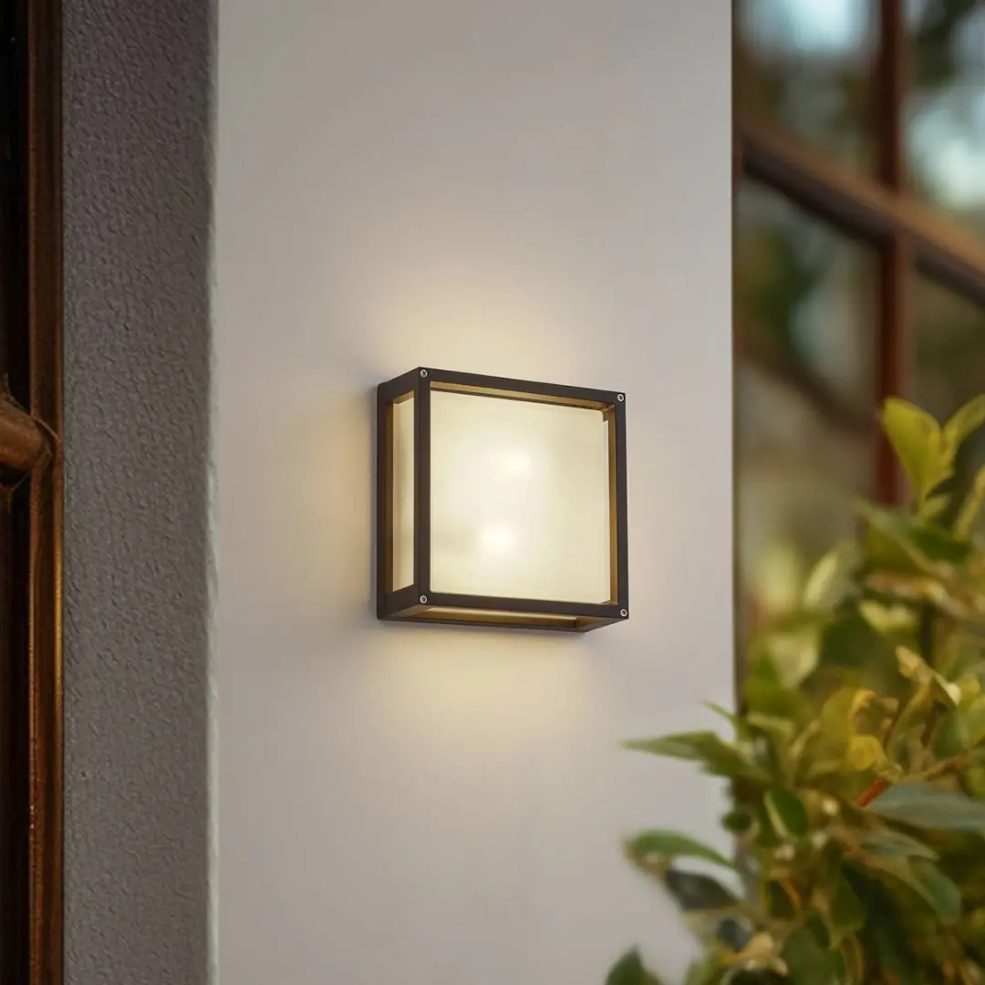 Lucande Wandlamp Buiten 2-Lichts Aluminium Glas 25cm - Antraciet Melkglas