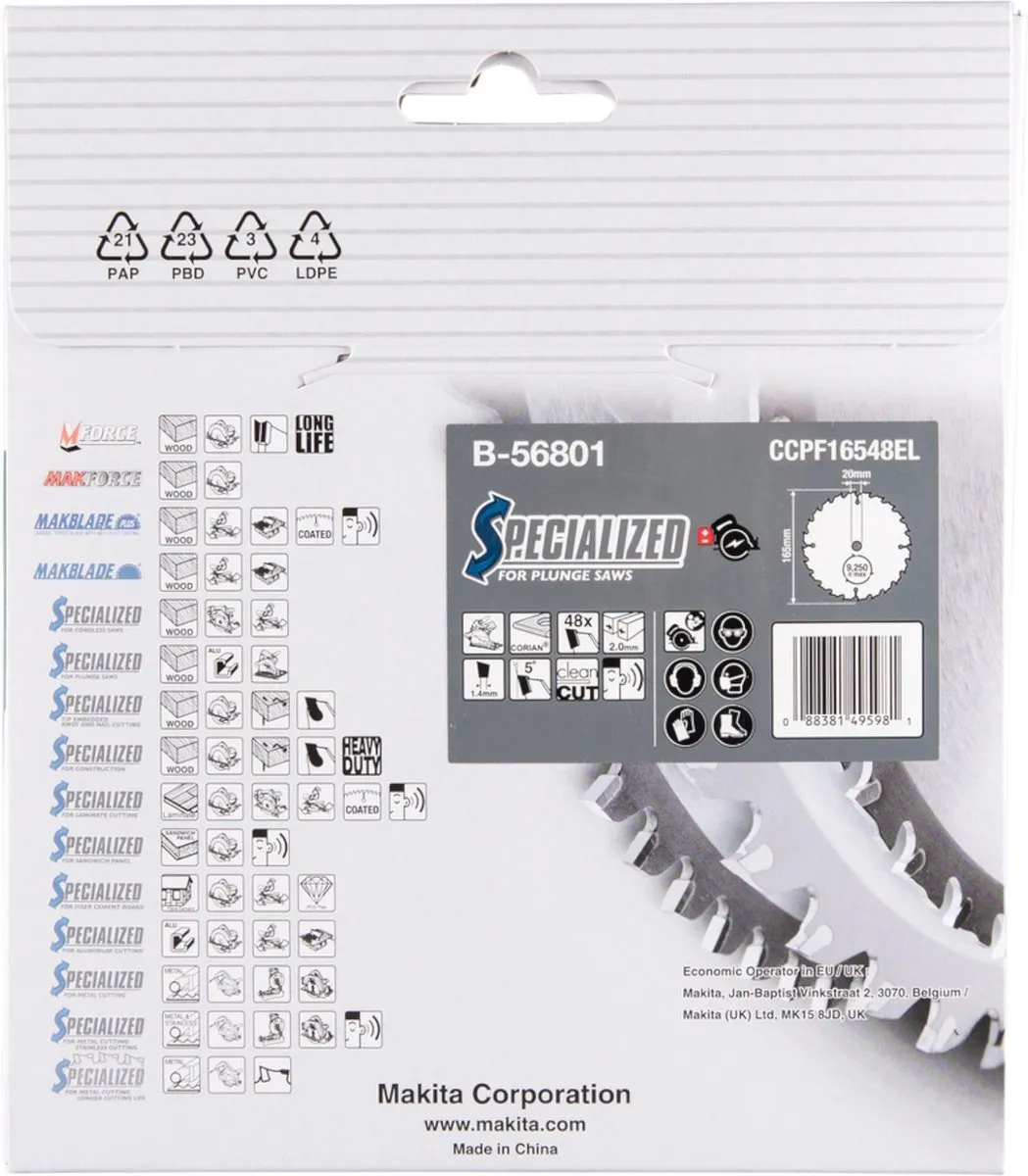 Makita B-56742 Invalcirkelzaagblad Corian 165mm - 48T