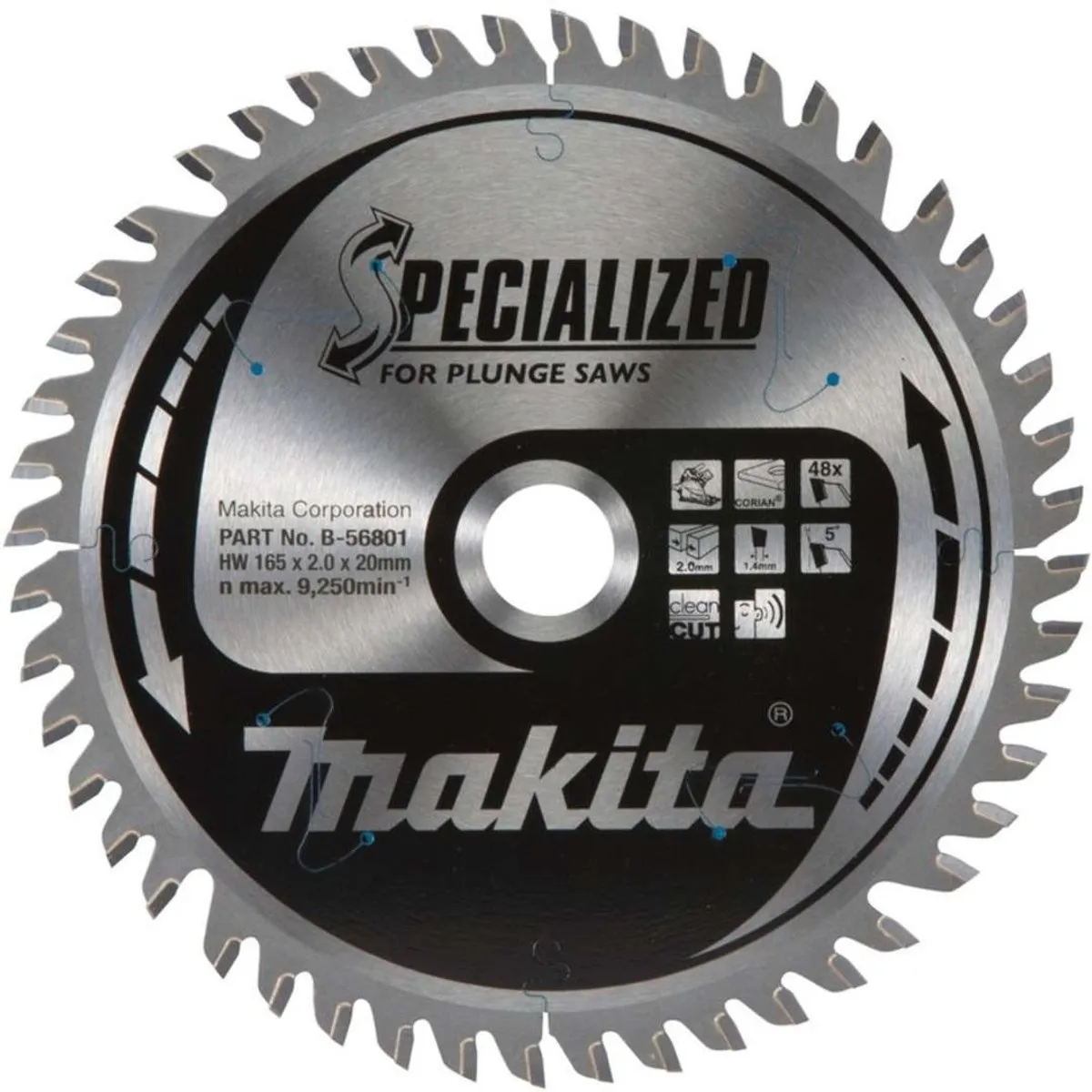 Makita B-56742 Invalcirkelzaagblad Corian 165mm - 48T - afbeelding 6 van 6