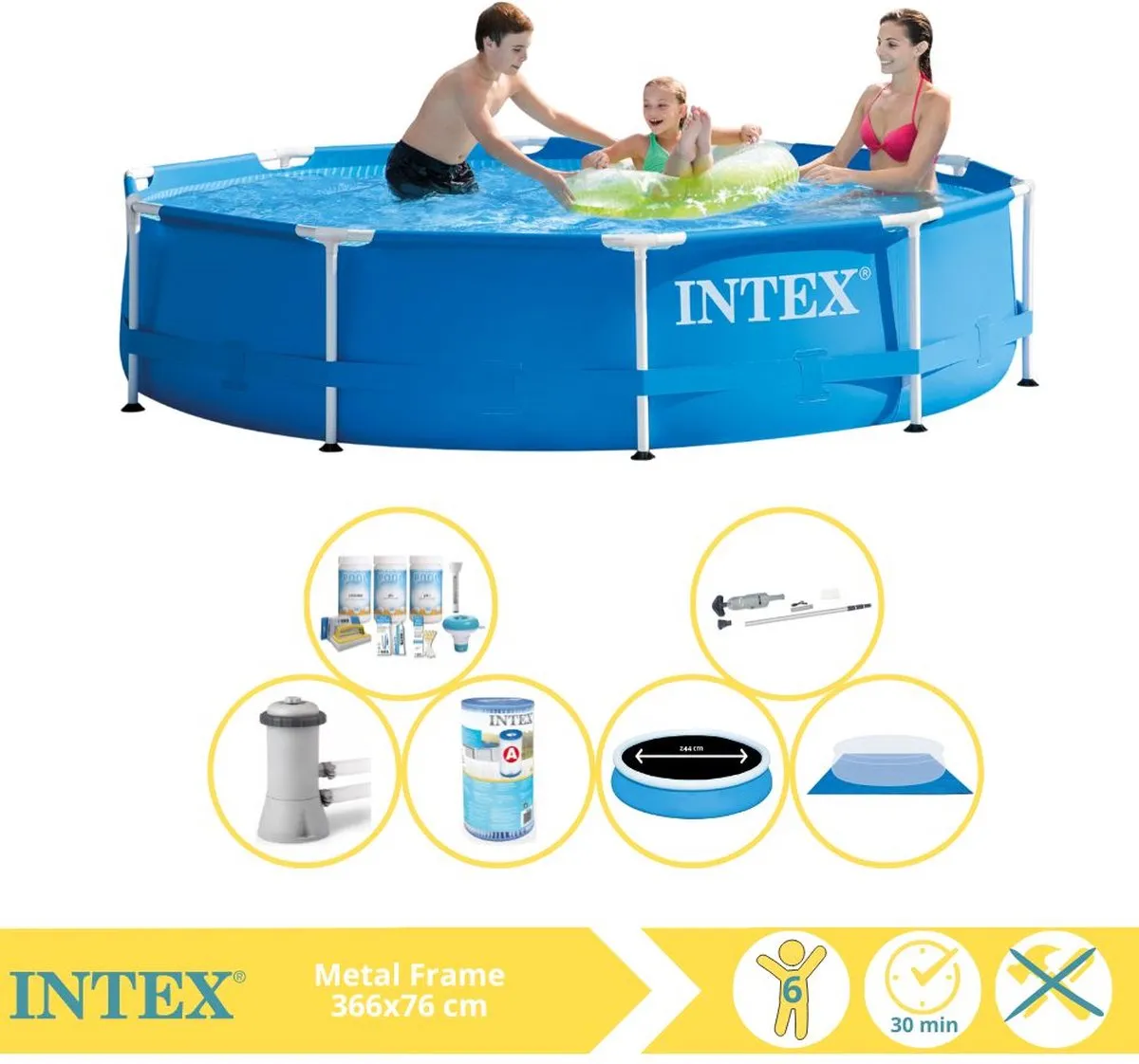 Intex Metal Frame Zwembad 28212GN - 366x76cm - Blauw