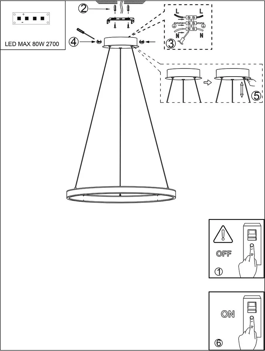 Steinhauer Ringlux 3676ZW Hanglamp - Zwart - Ø100cm - afbeelding 6 van 6